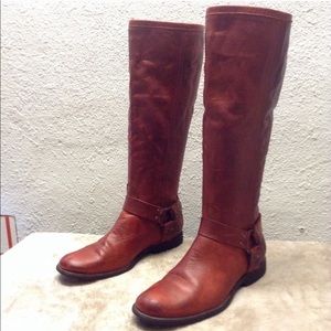 FRYE Phillip harness tall knee high moto boots 9